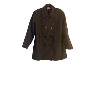 MDP Mario De Pinto Gray Pea Coat Wool Jacket Made In USA